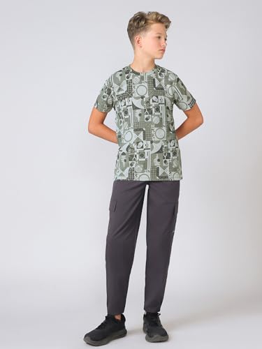 Image of TECHNOSPORT Boys Jacquard Round Neck Slim Fit Sports T Shirt MATPIQ UPF50+ Polyester Regular Sleeve Tshirt for Boys School Outdoor Play Sports Casual
