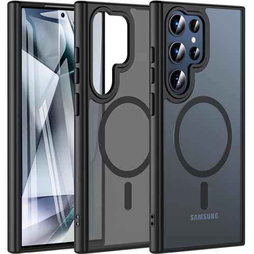 Coque magnétique pour Samsung Galaxy S24 Ultra fine noire de protection anti-rayures