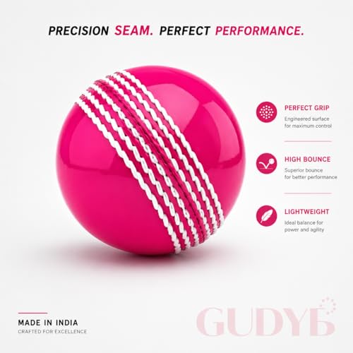 Image of T-20 Synthetic Cricket Ball Match Practice Training | Practice Cricket Ball | Wind Balls | Swing Ball | Indoor & Outdoor Street & Beach Cricket (Pink, Pack of 1)