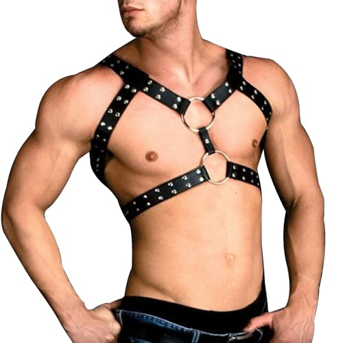 Harness Leder Brustgurt für Gay Herren, Verstellbarer Geschirr, Körper Bondage, Fetisch,Sexy Unterwäsche,Punk Gothic Kostüme