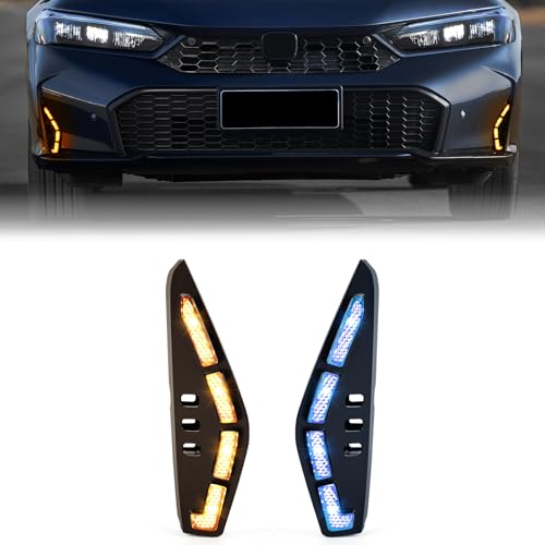 AMSPRAC LED Fog Lights Daytime Running Lamps compatible with for 2025 Honda Civic Si Sedan Sport & Sport Hybrid,Sequential Fog Lights,DRL White,Amber Turn Signal Lights,Blue Low Beam Head Light,2PCS by AMSPRAC - Used condition - US$34.74