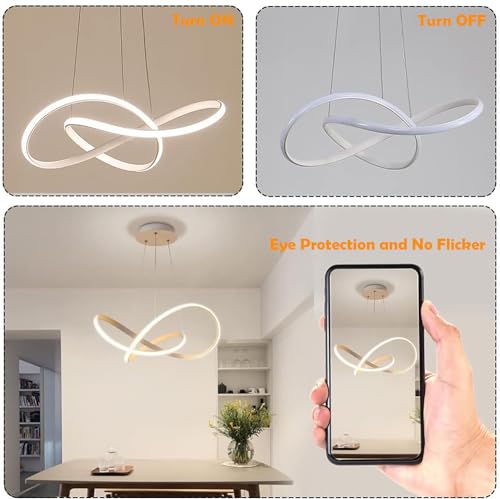 Lustre chambre avec télécommande dimmable et suspension salon - 3