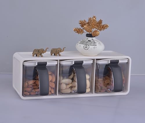 Image of Clazkit Plastic Trio Multipurpose Wall Mounted Spice Storage Box |Seasoning Masala Spice Rack |Wall Hanging Masala Container Organizer For Kitchen |Color May Vary, 1 Milliliters