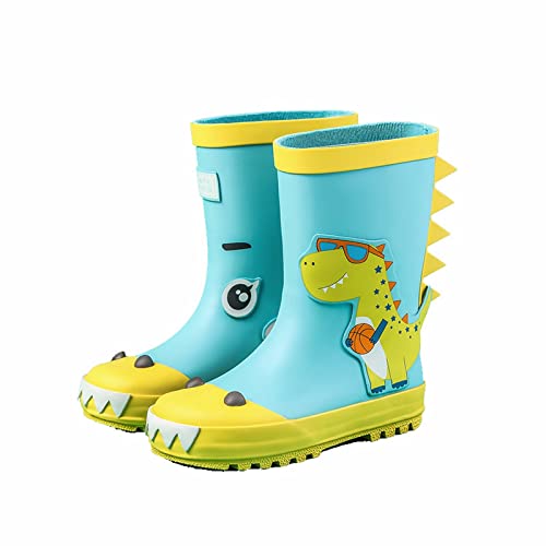 Toddler Kids Reflective Stripes Rain Boots Waterproo𝐟 Rubber Boots In 3D Dinosaur Patterns For Boys Girls Rubber Boots