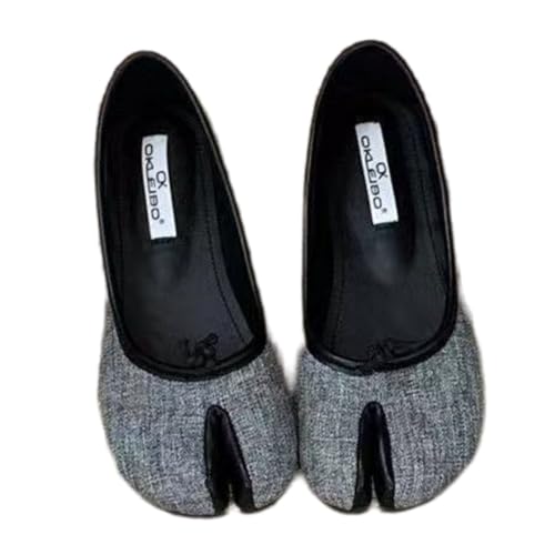 Canvas Tabi Shoes for Women Cute Split Toe Ballet Flats Retro Minimalist Comfortable Flat Shoes for Everyday Wear