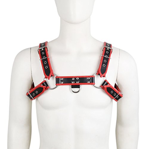 Sexy Men PU Leather Chest Body Harness, Gay Clubwear Costume, Muscle Show Fashion Costumes or Cosplay Party, Adjustable Buckle Costume Outfits Bondage for Men3
