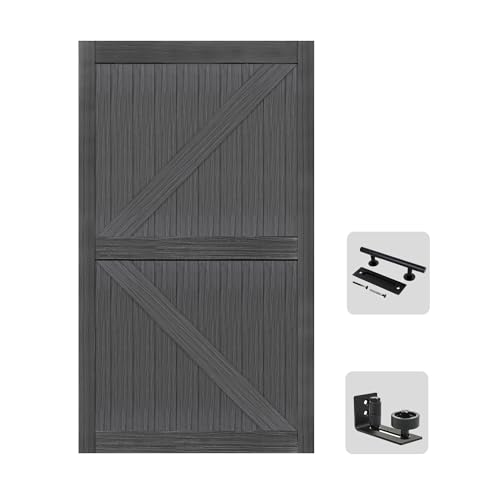 S&Z TOPHAND® 46in x 84in MDF Deep Gray Barn Door, 21-60in Solid Barn Door Slab Covered with Water-Proof PVC Surface, Simple Assembly is Required
