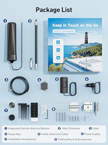 Image of Cell Phone Booster for Truck, RV, SUVs & Off Road Vehicles | All-in-One Booster with Built-in Outdoor Antenna | Zero Signal Loss, 360 Tower Reception | All U.S. Carriers | FCC Approved
