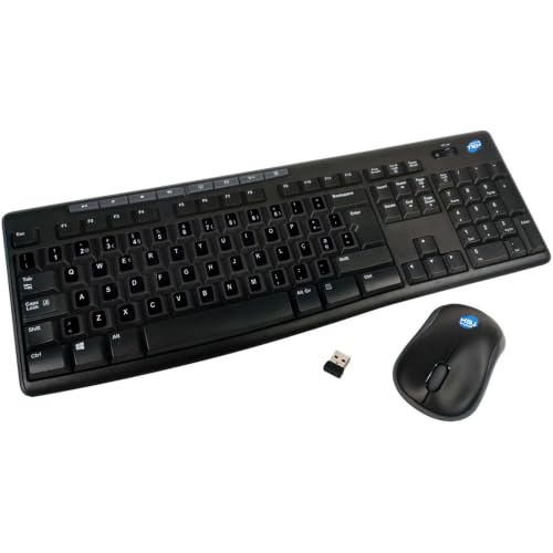 Kit teclado y ratón inalámbrico negro para oficina con teclado numérico independiente