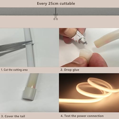 Image of AC 110V COB LED Strip 65.6FT Warm White 3000K CRI93 Outdoor Waterproof IP65 Ultra Bright LED Strip 288LEDs /M Suitable for Home and Garden Commercial Decoration (Warm White)