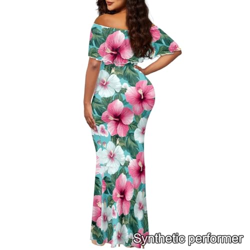 Image of Polynesian Dresses for Women Off Shoulder Maxi Dress Puletasi Samoan Dresses S-7XL