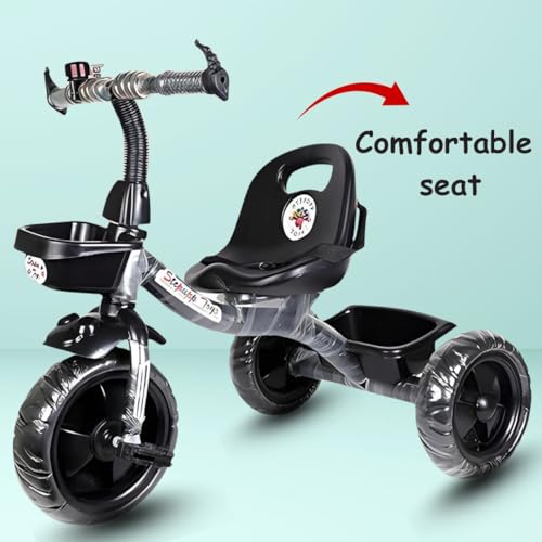 Image of Maanit Kids Tricycle with Rear & Front Basket | Comfortable Cushioned Seat with Safety Belt | Baby Trike for Boys & Girls Ages 2 to 4 Years | Sturdy & Safe Tricycle