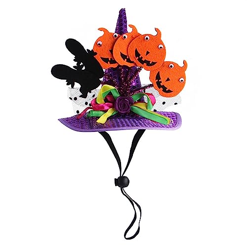 Decorhome Gorro de Halloween para perros y gatos, gorro de Halloween y bandana, gorro de traje con patrón de murciélago y calabaza para perros y gatos, disfraz de Halloween para amantes de los perros