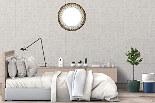 Zorigs-Mirror-Wall-Art-Decor--Handcrafted-Decorative-Wall-Mirror-Dark-Brown-Gold-Tan-Red-and-Pearl-White-Mosaic-Glass-24-Frame-16-Round-Mirror-for-Hallway-Bedroom-Bathroom-Living-Room 41lJVCe92IL