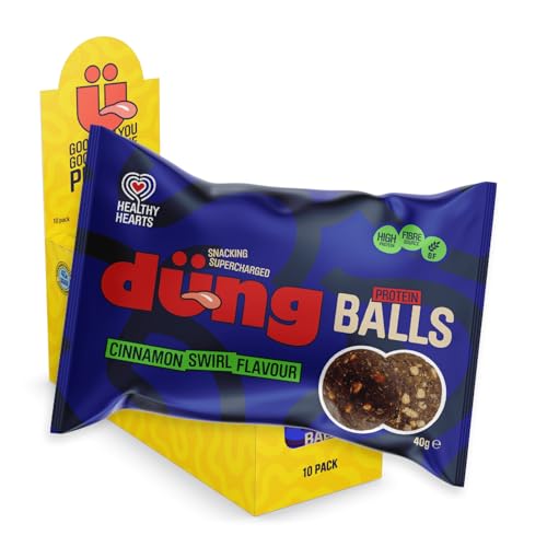 DÜNG High Protein Balls | Gluten Free & Vegan Friendly Snacks | High Fibre | Natural Energy | The Protein Bar Alternative | Delicious Cinnamon Swirl Flavour | 10 x 40g