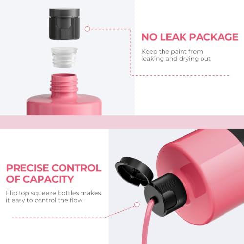Image of Nicpro Pink Large Acrylic Paint (16.9 oz, 500 ml), Rich Pigments, Non Toxic