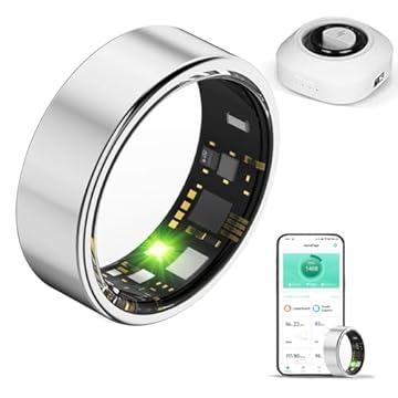 2025 Novo Smart Ring Health Tracker para homens e mulheres com bateria de longa duração Sleep Ring Fitness Tracker IP68 à prova d'água Smart Ring para iPhone e Android (Prata, 12)