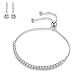 Produktbild Lv.unique Damenarmband 925 Silber überzogenes Armband, das Tennis-justierbares Armband-weibliches Mädchen Geburtstags-Hochzeit schiebt (White)
