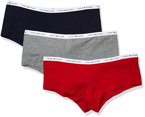 Tommy Hilfiger Women's Cotton Boyshort Underwear Panty, Multipack, Htrgy/Nvbzr/Ard, L