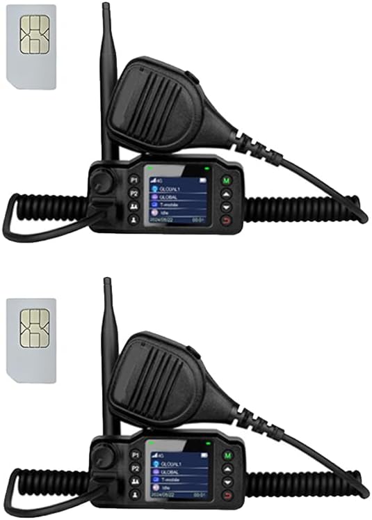 2-Pack 4G LTE PoC Walkie Talkie with Pre-Installed SIM - Unlimited Range Push to Talk Radio, Crystal-Clear Audio for in-Vehicle & Team Communication