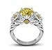 Lzz Fashion Lady 925 Sterling Silver Daisy Ring 3.5ct Citrine Cubic Zirconia Sunflower Flower Wedding Ring Size 6-10 (US code 8)