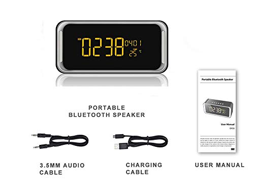 Portable Bluetooth Speaker, Radio Clock, with 2x6W Acoustic Drivers, 7-Inch LED Display, Night Light, Dual Alarm Clock, Slots for Micro SD Card & USB & AUX-in, for Smart Phone Tablet MP3 PC(Upgraded) - Thumbnail 7