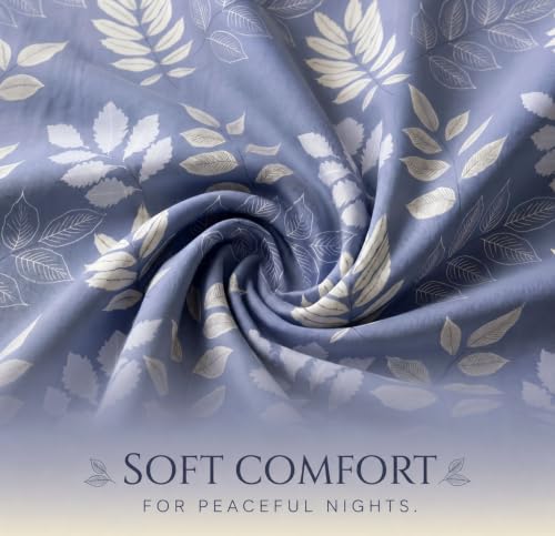 Image of BSB HOME 210 TC Cotton Feel Single Bedsheet with 1 Pillow Cover, Soft & Breathable Floral Printed Bed Sheet, Fade Resistant, Bedding for Home & Bedroom, 60 x 90 Inches (152 x 229 cm) (Serene Blue)