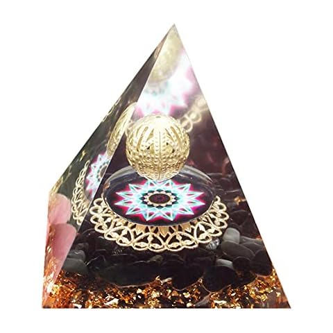 VNSTKWW Moonstone Amethyst Healing Crystal Chakra Pyramid for Protection,Natural Strength Healing Stone Art Crystal Pyramid Positive Effect Generator(5cm) Cover