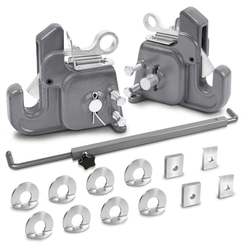 Upgraded Cat 1 Tractor Easy Change Quick Hitch System Compatible with 3 Point Hitch Adapter Tractor Hitch Faster Attach and Detach to Implements Comes Stabilizer Bar Grey