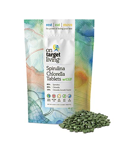 On Target Living Spirulina Chlorella 45 45 10 with CGF | 1000 Tablets | Vegan | Boosts Immune System | High in Protein | Alkalyzing | Nutrient Dense | Detoxifying | Energy | Recovery |