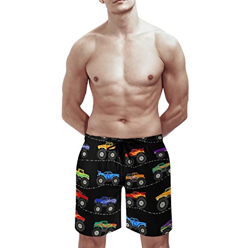 Boys Monster Truck Mens Swim Trunks Quick Dry Beach Shorts Mesh Lining Swimwear Bathing Suits with Pockets2