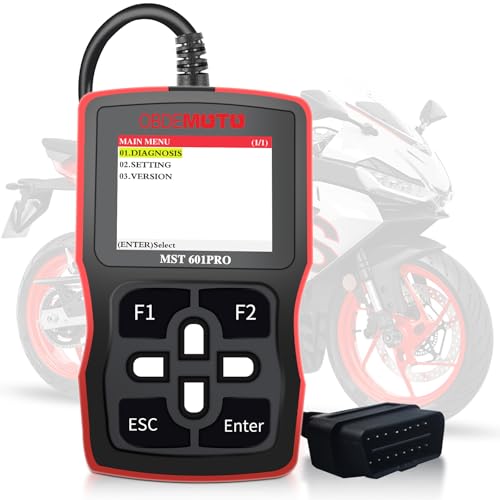 OBDEMOTO 601Pro Motorcycle Scanner Motorcycle Diagnostic Tool with 2.4 LCD Motorcycle OBD2 Scanner with ECU Scan Read & Clear Codes Live Data Stream Freeze Frame for Honda Yamaha Suzuki