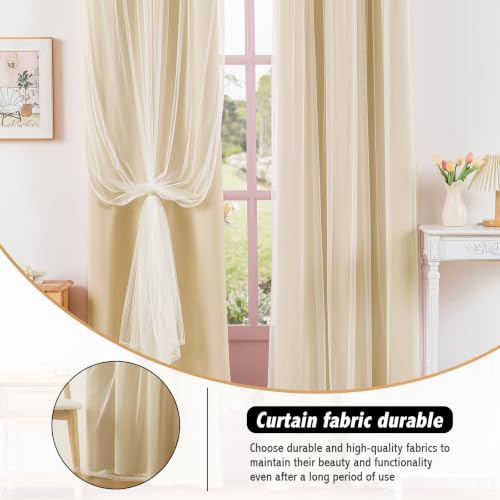 Image of Anytime Double Layer Blackout Curtains 2 Panels,35Wx72L,Cream