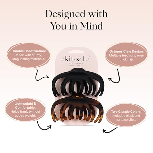 Kitsch Octopus Large Claw Clips 2-Pack – Black & Tortoiseshell — view 4