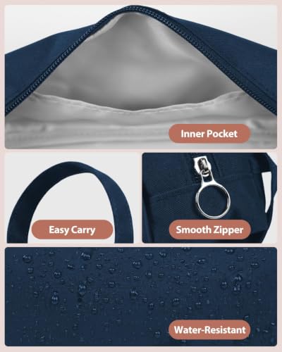 Image of Fmeida Pencil Case Pouch, Back to School Supplies Gift for Boys Girls, Navy | Eco-Friendly Fabric, Water-Resistant, Inner Pocket, Carry Handle, for School & Office