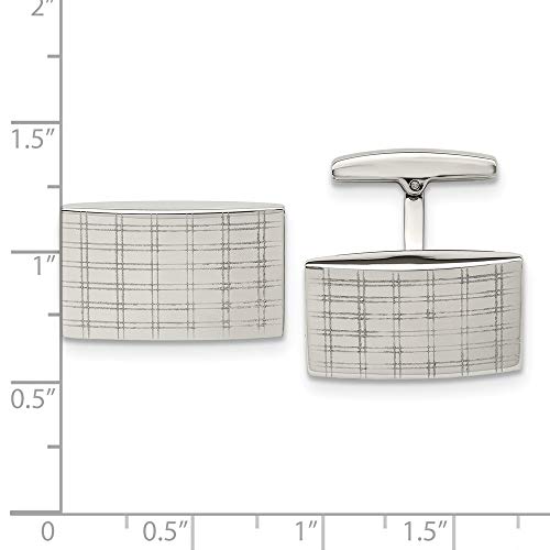 Mancuernillas para hombre de acero inoxidable con diseño láser miniatura 3