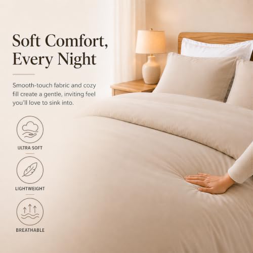 Image of weigelia Queen Comforter Set with Sheets - 7 Pieces Bed in a Bag Queen | All Season, Boho Style, Soft Lightweight Oatmeal Bedding Set with Sheets, Pillow Shams, Pillowcases