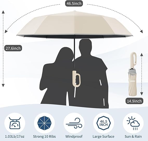 Image of Umbrella for Women | Umbrellas for Men | UV Coated 3 Fold Umbrella for Rain with Auto Open and Close Small Folding Travel-Foldable Windshield