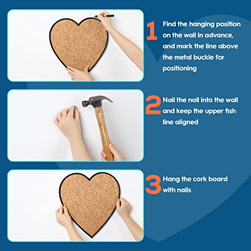 Kikionlife Combination Presentation Board With Portable Aluminum Frame Bulletin Cork Board For Home Office Wall Decor (14'' X 13'', 3 Packs Heart Shaped Cork Board) #TOP5