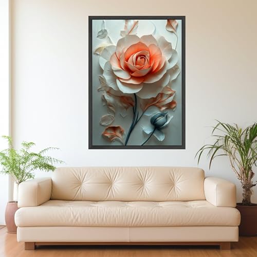 Tableau prêt à accrocher 80 x 110 cm déco fleurie - 4