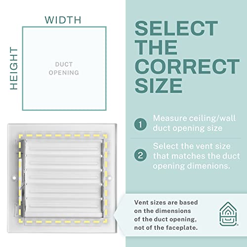 Home Intuition Ceiling Register - Air Vent Covers for Home Ceiling or Wall - 10X4 Inch (Duct Opening) 3-Way White Grille Register Cover with Adjustable Damper for HVAC Heat and Cold Air Conditioner - Thumbnail 3