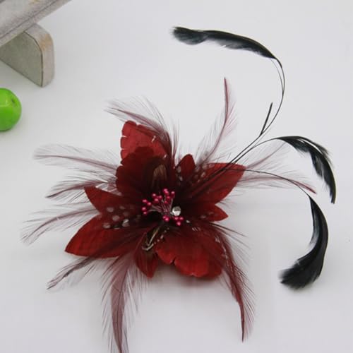 Image of Multi-function Feather Flower Brooch Pins & Hair Clips for Women Girls Corsage Brooch Party Ceremony Accessories Dance Banquet Pins Headdress