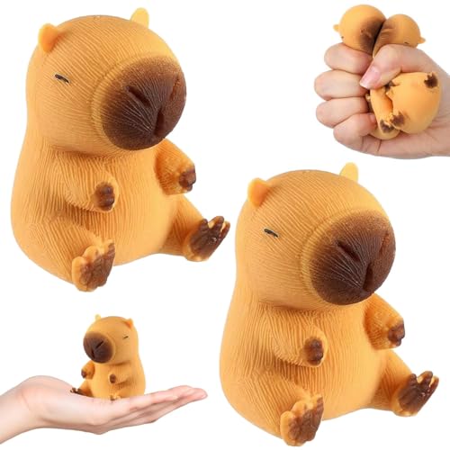 2 Stück Capybara Stressball, Antistressball Stressball Kinder, Anti Stress Spielzeug Squishy Ball Stressabbau für ADHD Autismus Geburtstag Klassenzimmer Geschenke Fidget Toys.