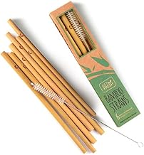 GET FRESH Reusable Bamboo Drinking Straws Set – 6-Pack Natural Bamboo Straws for Kids and Adults – BPA-Free Non-Plastic Original Bamboo Drinking Straws Set –Durable Bamboo Straws for Everyday Use