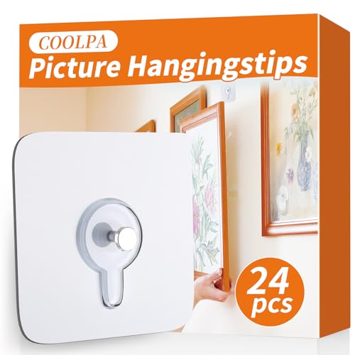 Image of 24PCS Picture Hangers Without Nails, Wall Hangers Without Nails, Adhesive Wall Hooks, to use Inside Kitchen, Bathroom, Home and Office (8mm)