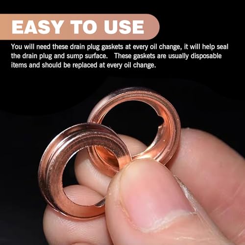 Image of 24 PCS M12 Oil Drain Screw Gasket, T2 Copper Engine Oil Drain Plug Compression Sealing Washer, Compatible with Nissan X-Trail New Nissan Teana /Sunny Livina Sylphy Tiida (Gold)