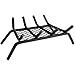 18" Wood Grate with 1/2" Steel Bars, 4 Bars with Ember Retainer, Black