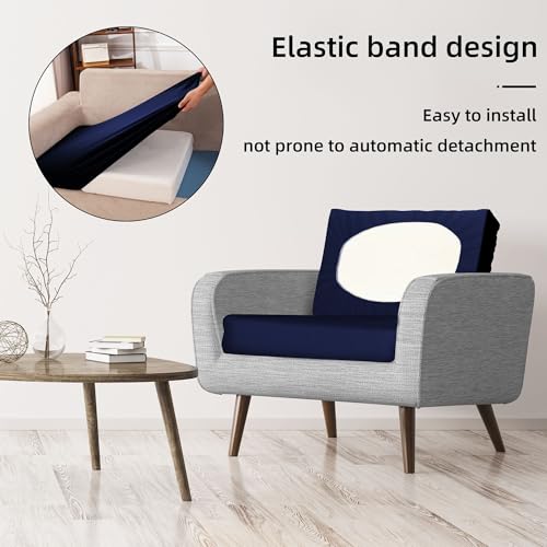 Image of 8Pcs Stretch Patio Cushion Covers,Outdoor Couch Covers Replacement,Outdoor Couch & Sofa Slipcovers,for Patio Furniture Cushion Covers,Washable Reusable urniture Protector (Navy Blue,Cover Only)