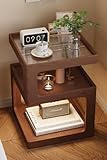 [SAQIANRE］ ナイトテーブル ベッド横 ベッドサイドテーブル おしゃれ 多機能 収納ラック 四角 ベッドサイド S字ラック キャビネット 北欧風 サイドチェスト ソファーサイド ベッド周り収納 電話台 (ブラウン, センチメートル, 54, センチメートル, 30, センチメートル, 30)