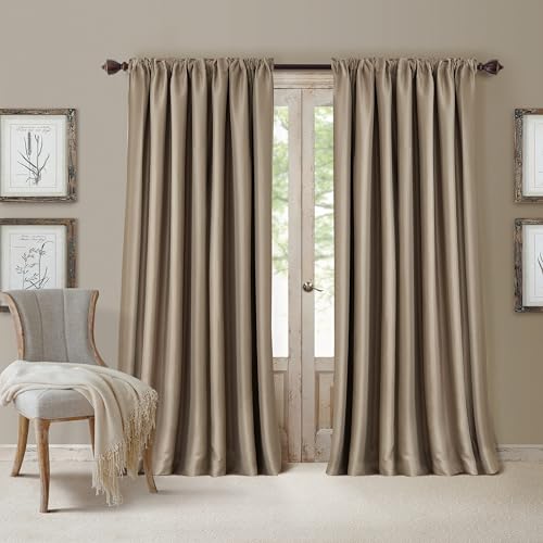 Elrene All Seasons Blackout Window Curtain Panel, Room-Darkening Rod-Pocket and Back Tab Curtain, 52